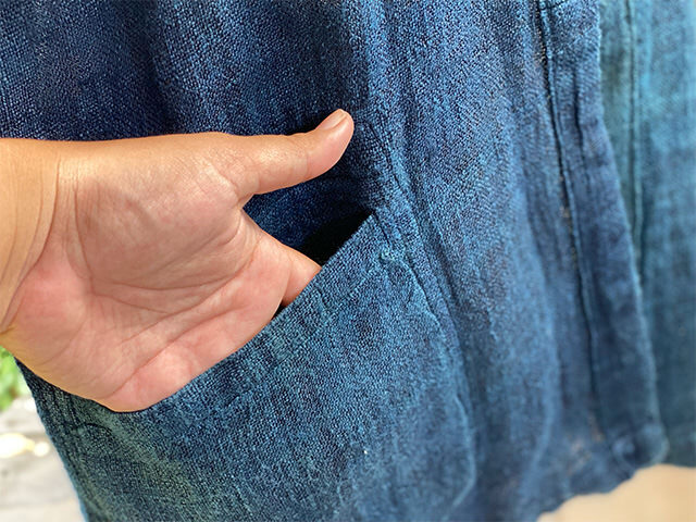 Karma HEMP100% 手織り 羽織り・インディゴ 草木染め