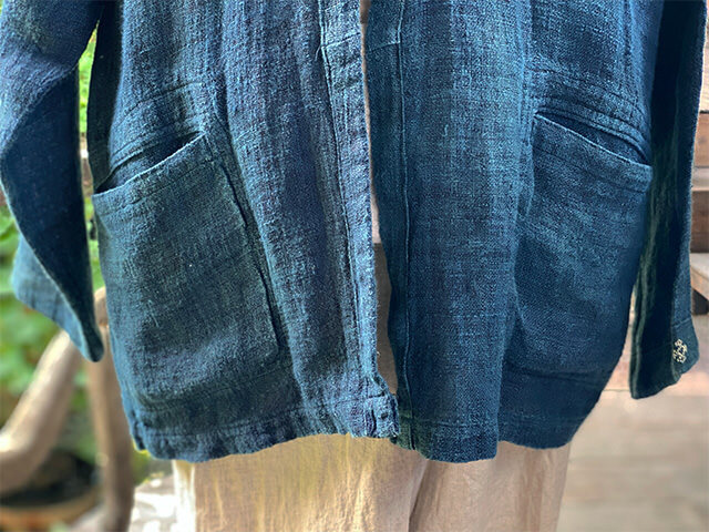 Karma HEMP100% 手織り 羽織り・インディゴ 草木染め