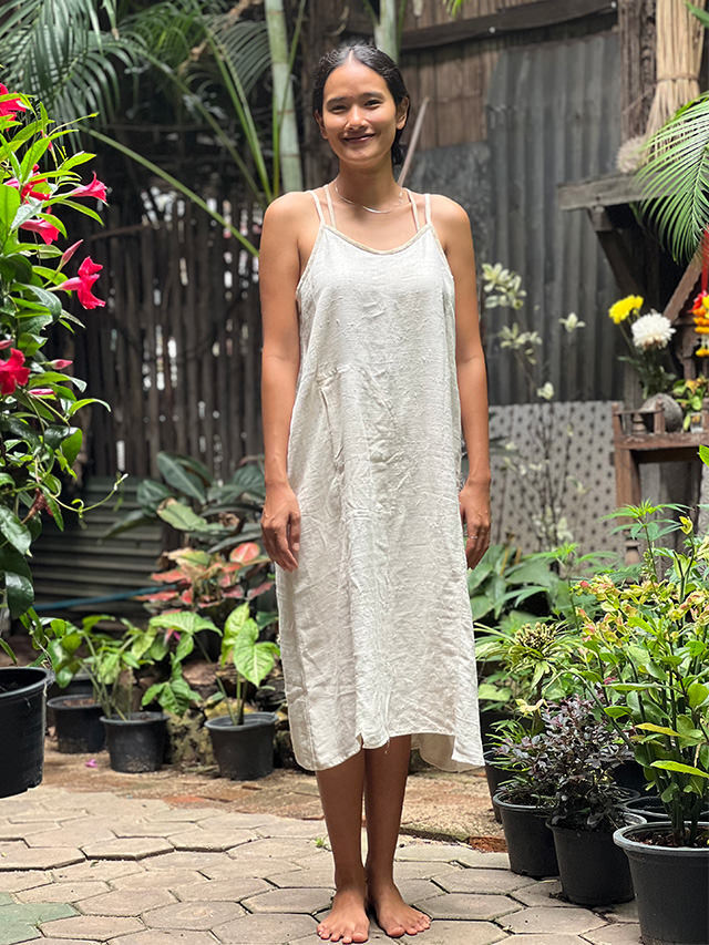 Karma HEMP100% 手織り ロング キャミ ワンピース・きなり【パヤカ