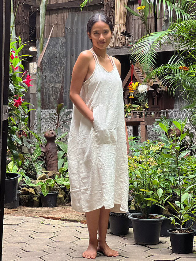 キャミワンピース ロングワンピース Karma HEMP100% 手織り ロング キャミ ワンピース・きなり【パヤカ