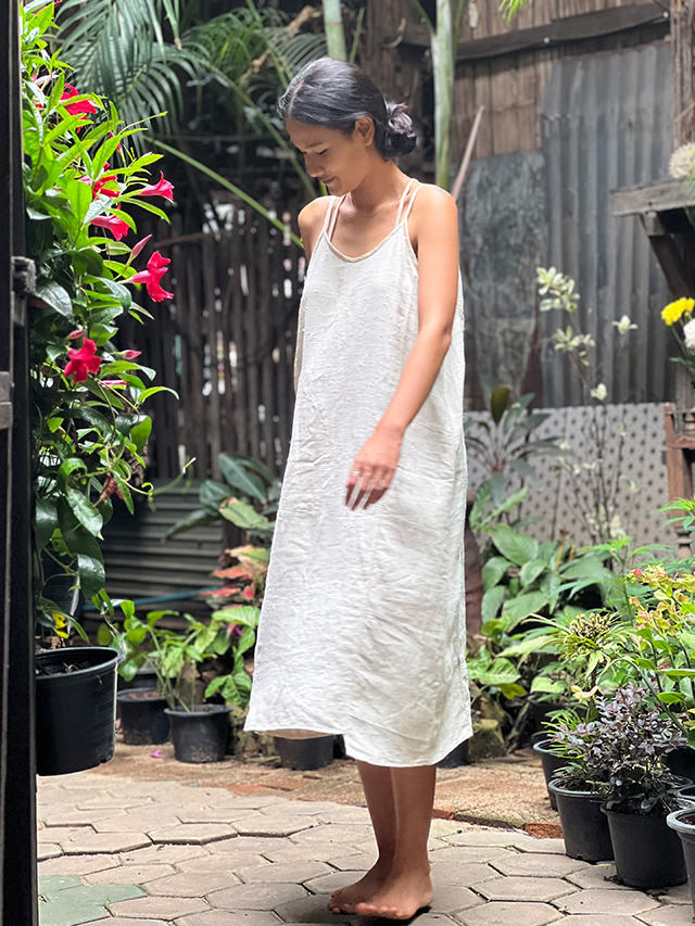 Karma HEMP100% 手織り ロング キャミ ワンピース・きなり【パヤカ