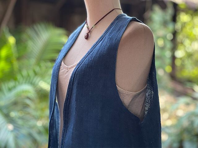 Karma HEMP100% 手織り ベスト・草木染め