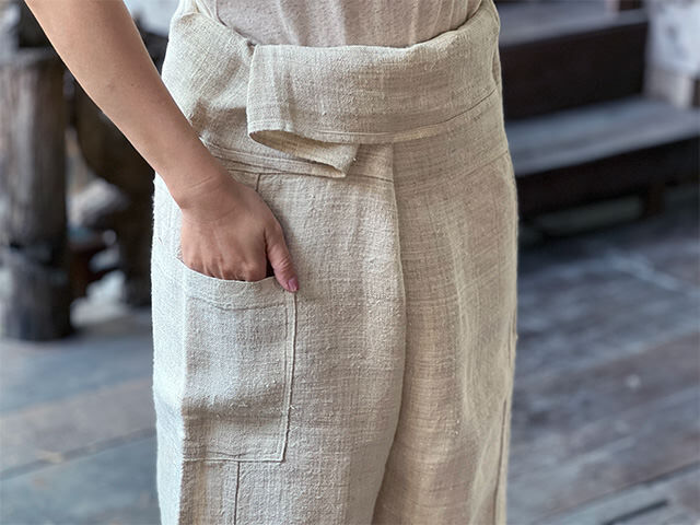 Karma HEMP100% 手織り タイパンツ・きなり