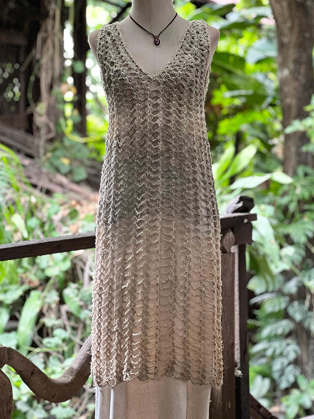 Karma HEMP100% 手編み ノースリーブ ワンピース・きなり【パヤカ