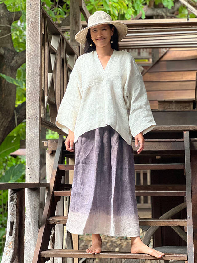 kitta 草木染スカート asana ヘンプコットン ひらひら 切り替え スカート・草木染め【パヤカ