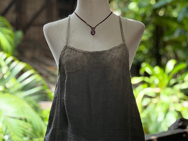 Karma HEMP100% 手織り ノースリーブ ワンピース・草木染めグラデーション