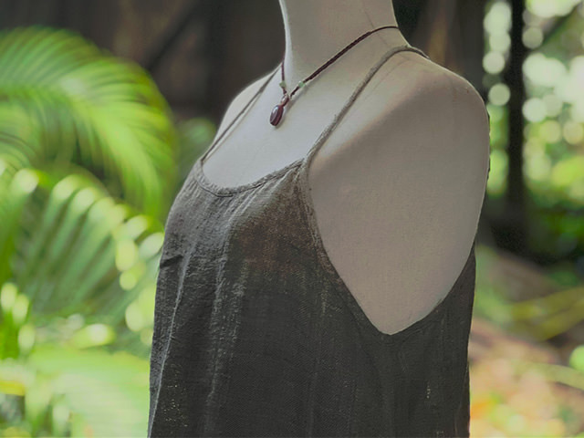 Karma HEMP100% 手織り ノースリーブ ワンピース・草木染めグラデーション