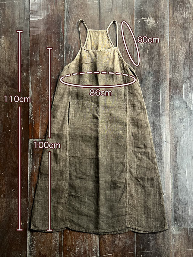 Karma HEMP100% 手織り ノースリーブ ワンピース・草木染めグラデーション