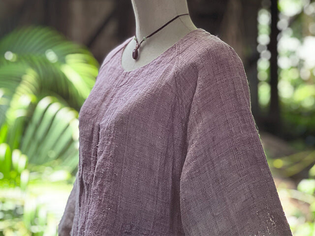 Karma HEMP100% 手織り ロングスリーブ ワンピース・草木染め