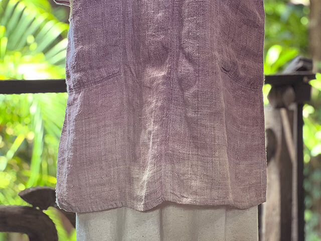 Karma HEMP100% 手織り ロングスリーブ ワンピース・草木染め