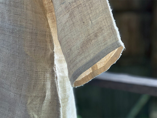 Karma HEMP100% 手織り ロングスリーブ ワンピース・きなり