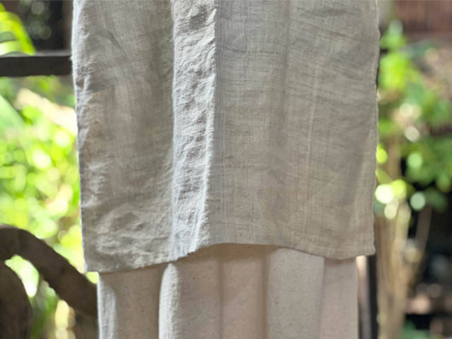 Karma HEMP100% 手織り ロングスリーブ ワンピース・きなり