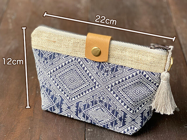 HEMP＆ラオス手織り布 ポーチ