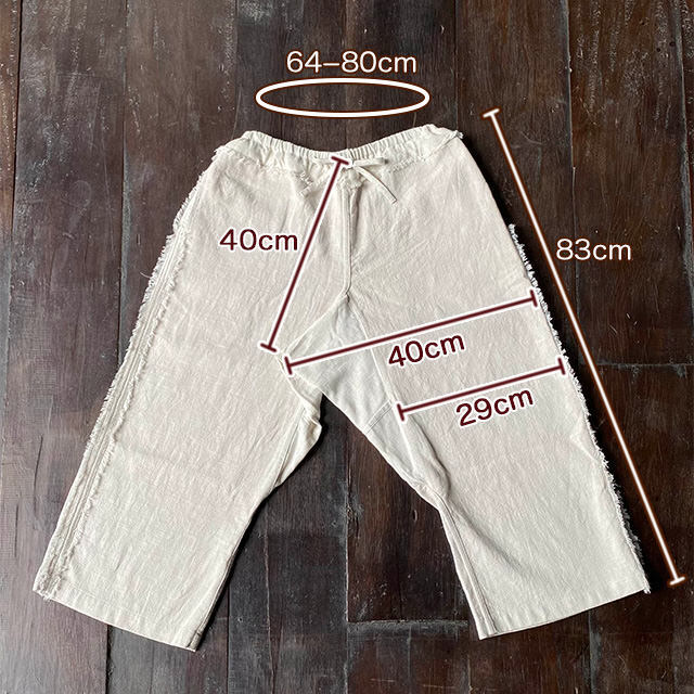 asana HEMP100% 厚手 作務衣 パンツ・きなり