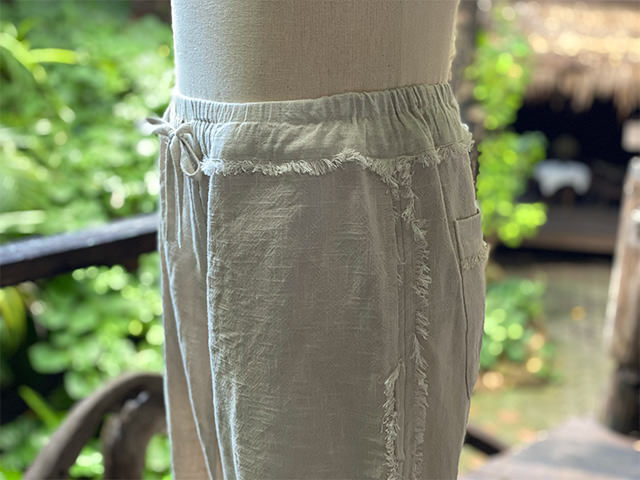 ヘンプ100%作務衣パンツ asana HEMP100% 厚手 8分丈 作務衣 パンツ・きなり【パヤカ