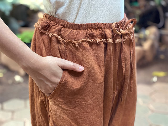 asana HEMP100% テロテロ 作務衣 パンツ・草木染め