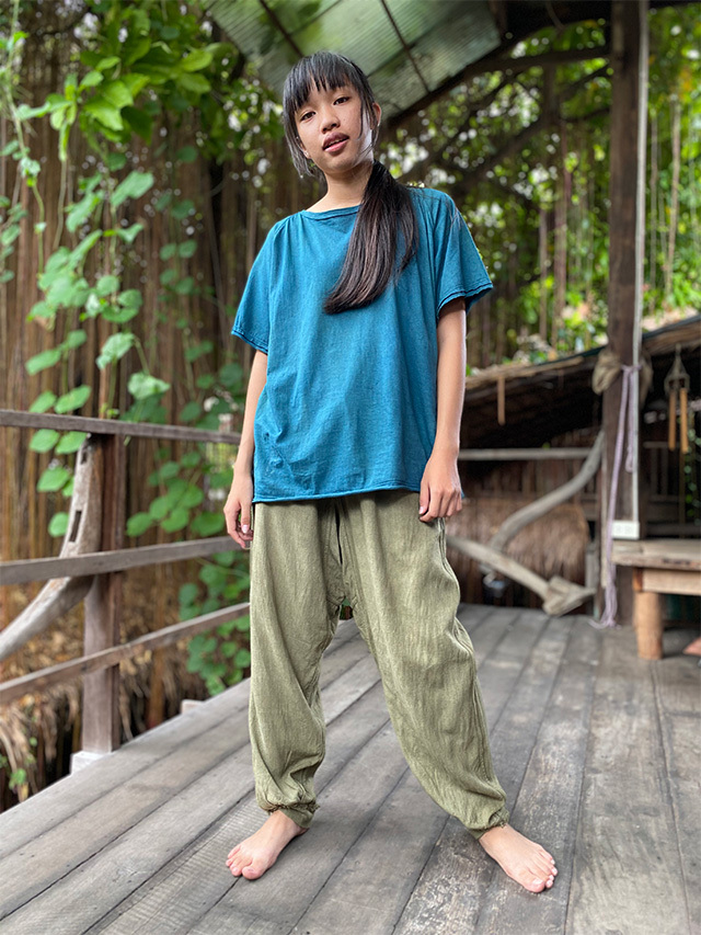 うさとの服 USATO 草木染め 麻 パンツ オーガニック素材 うさとの服 USATO 草木染め 麻 パンツ オーガニック素材
