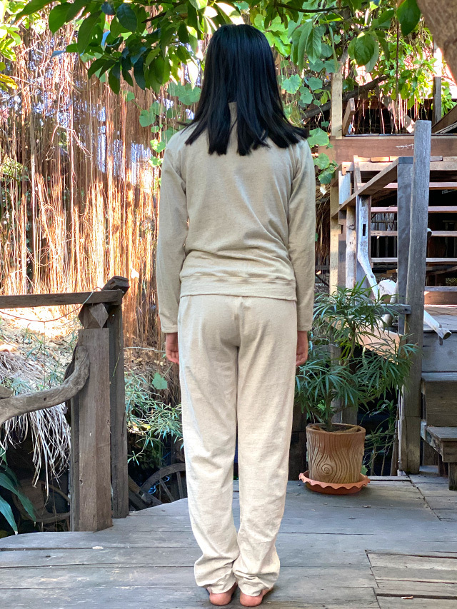 パヤカ　ジャージパンツ　カーキ asana ヘンプコットン 刺し子 ジャージ パンツ・草木染め