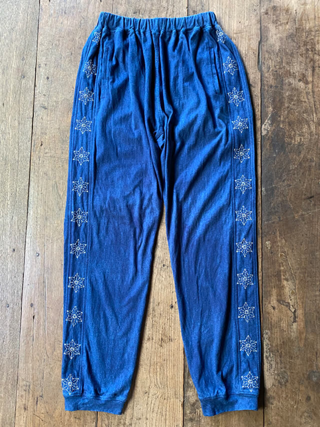 asana ヘンプコットン 麻柄刺し子 ジャージ パンツ・草木染め【パヤカ  