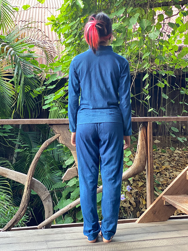 asana ヘンプコットン 麻柄刺し子 ジャージ パンツ・草木染め