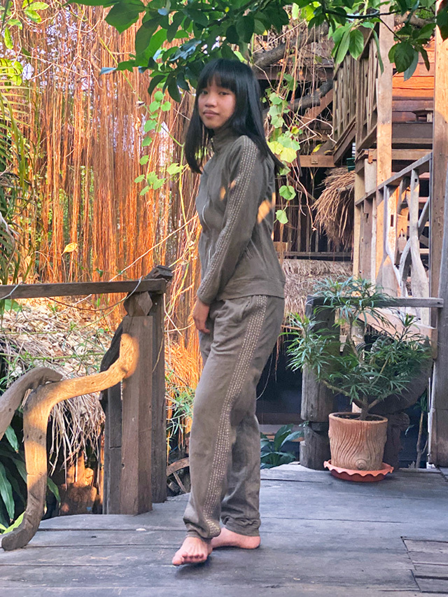 asana ヘンプコットン 刺し子 ジャージ パンツ・草木染め