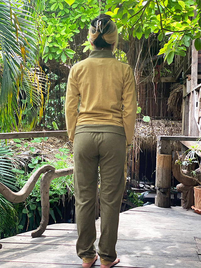payaka パヤカ ヘンプ ジャージ asana 麻柄 麻の葉 asana ヘンプコットン 厚手 麻柄 ジャージ トップス・草木染め