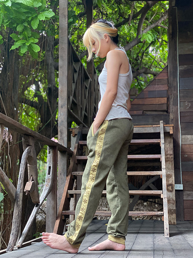 payaka パヤカ ヘンプ ジャージ asana 麻柄 麻の葉 asana ヘンプコットン 厚手 麻柄 ジャージ トップス・草木染め