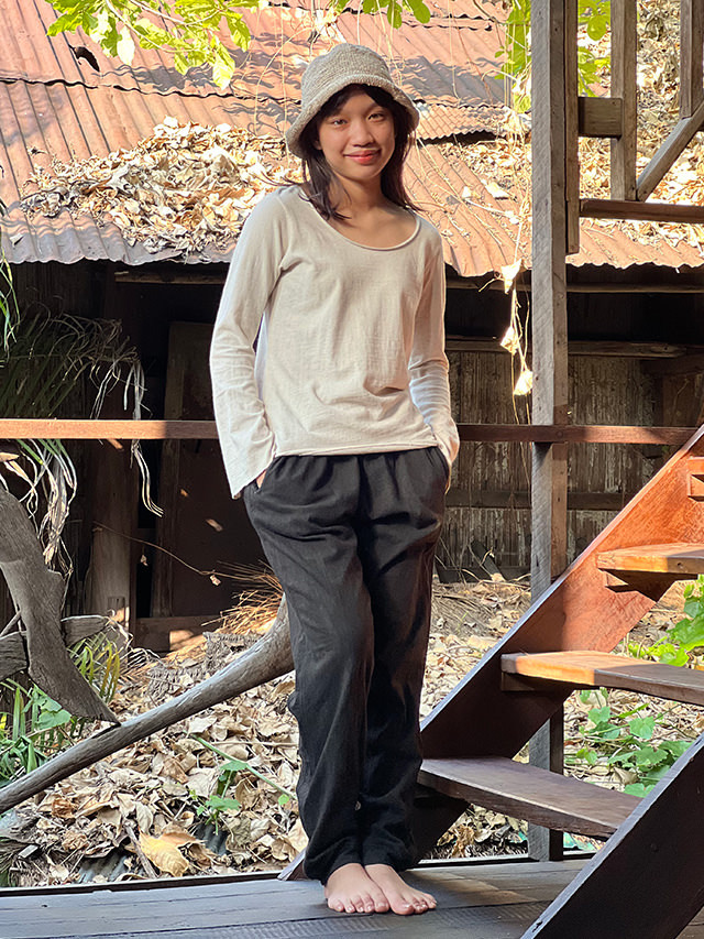 asana ヘンプコットン 厚手 ジャージ パンツ・草木染め【パヤカ  