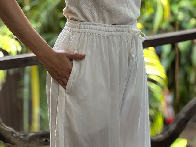 asana 麻100% ガーゼ パンツ・きなり