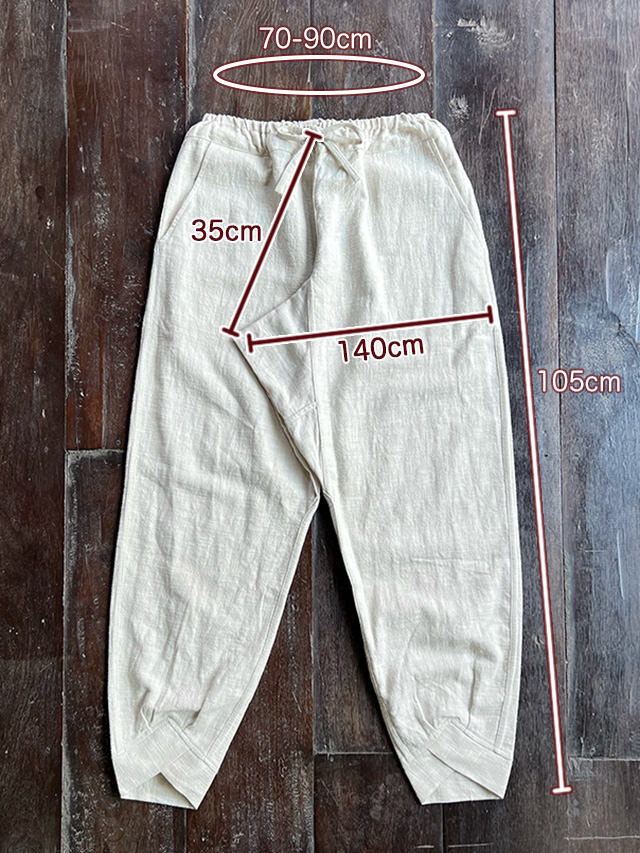 asana HEMP100% 厚手 NEW 作務衣 パンツ・きなり