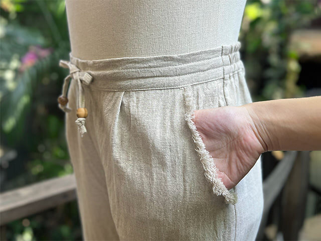 asana HEMP100% ストレート パンツ・きなり