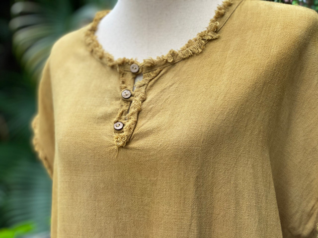 asana HEMP100% テロテロ 縄文シャツ・草木染め