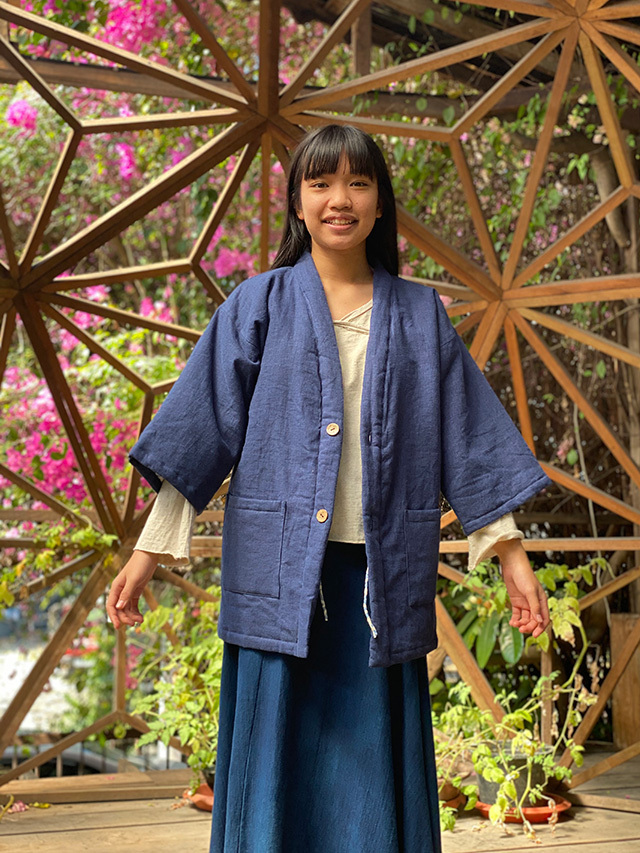 asana 麻100% ふかふか リバーシブル はんてん ジャケット【パヤカ