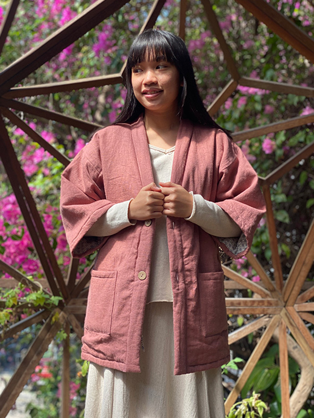 asana 麻100% ふかふか リバーシブル はんてん ジャケット【パヤカ