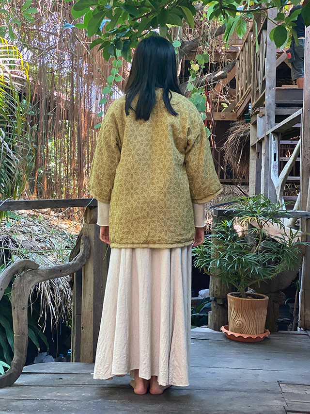 asana 麻100% ふかふか リバーシブル はんてん ジャケット・草木染め