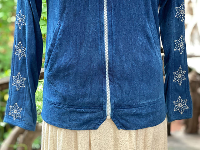 asana ヘンプコットン 厚手 麻柄刺し子 ジャージ トップス・草木染め