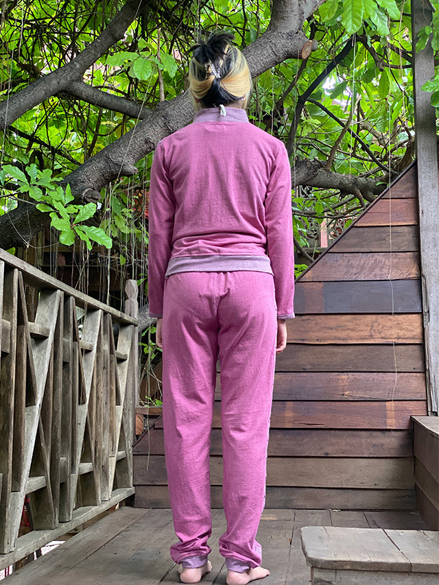 asana ヘンプコットン 厚手 麻柄 ジャージ トップス・草木染め