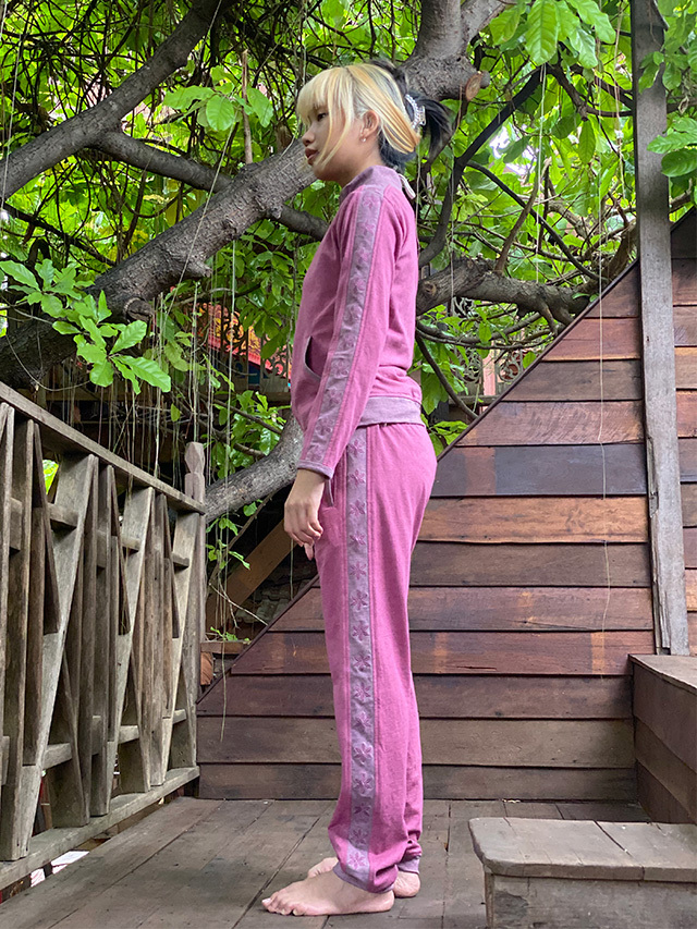 asana ヘンプコットン 厚手 麻柄 ジャージ トップス・草木染め【パヤカ  