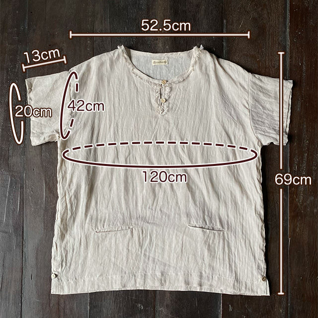 asana 麻100% ゆったり シャツ・きなり