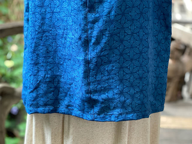 asana HEMP100% 薄手 インディゴ抜染プリント タンクトップ