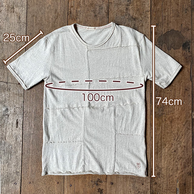 asana ヘンプコットン 薄手 パッチワーク Tee・きなり
