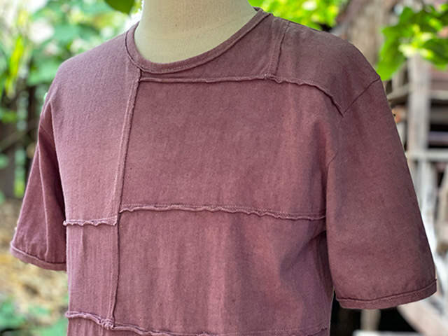 asana ヘンプコットン 厚手 パッチワーク Tee・草木染め