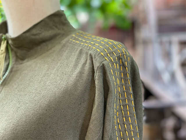 asana ヘンプコットン 厚手 NEW 刺し子 ジャージ トップス・草木染め