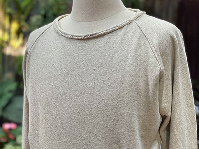 asana ヘンプコットン スウェット あったか ロングスリーブ・きなり