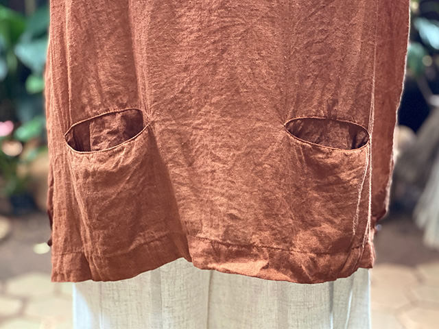 asana 麻100% ゆったり シャツ・草木染め