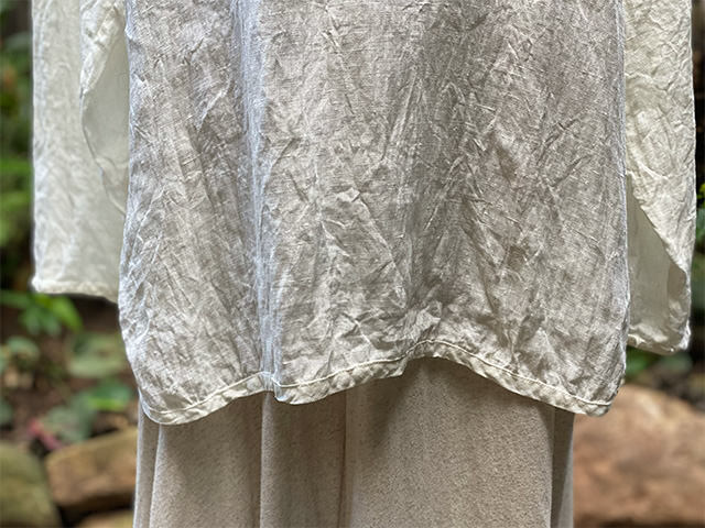 asana HEMP100% ガーゼ 切り替え ギャザー ブラウス・きなり