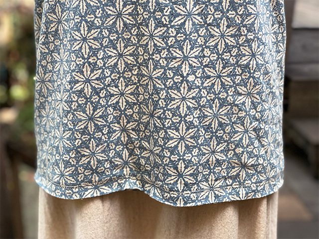 asana ヘンプコットン 厚手 麻柄プリント メンズ タンクトップ