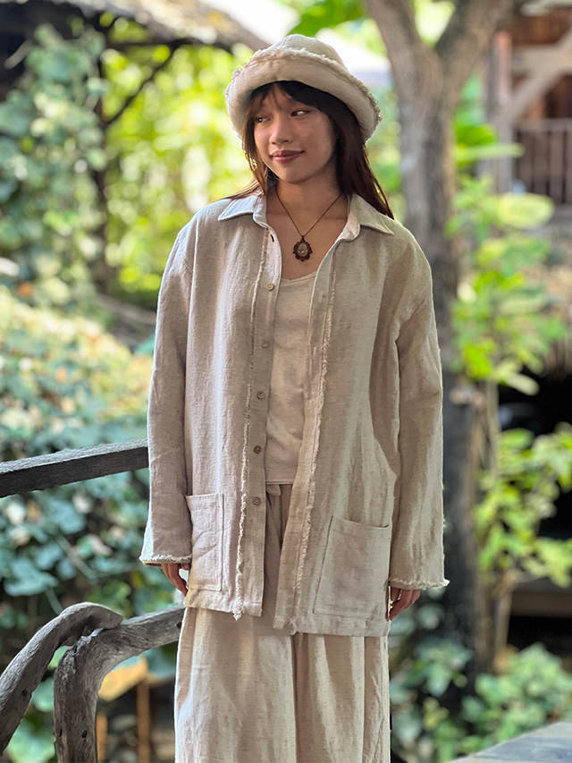 asana HEMP100% 厚手 ロングスリーブ シャツ・きなり【パヤカ