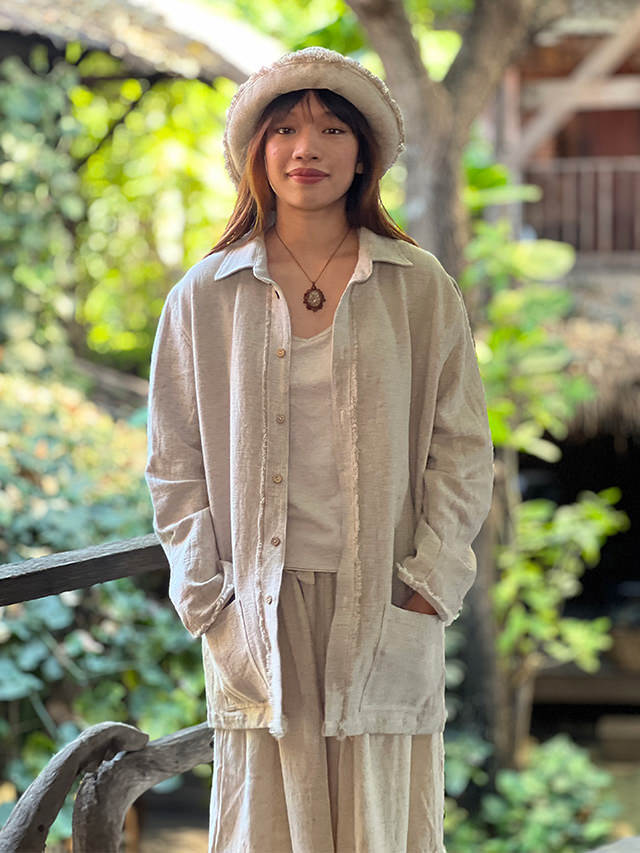 asana HEMP100% 厚手 ロングスリーブ シャツ・きなり【パヤカ