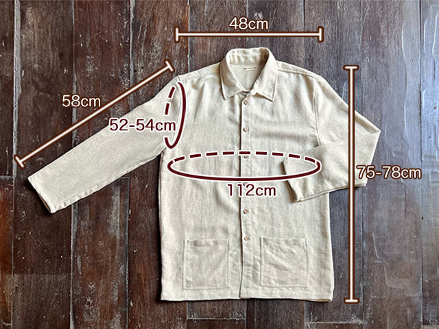 asana HEMP100% ロングスリーブ シャツ・きなり
